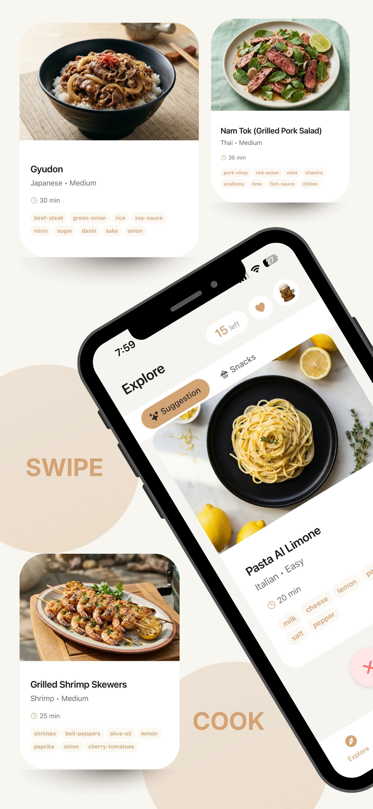 MealBuddy cuisine and preference selection screen